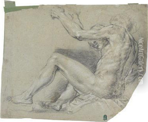 Umkreis/circle Studie Eines Sitzenden Oil Painting - Peter Paul Rubens