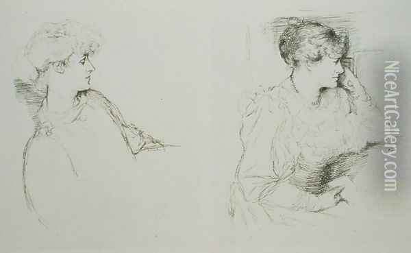 The Duchess of Rutland 1856-1937 left, and Dame Ellen Terry 1848-1928 Oil Painting - Violet, Duchess of Rutland