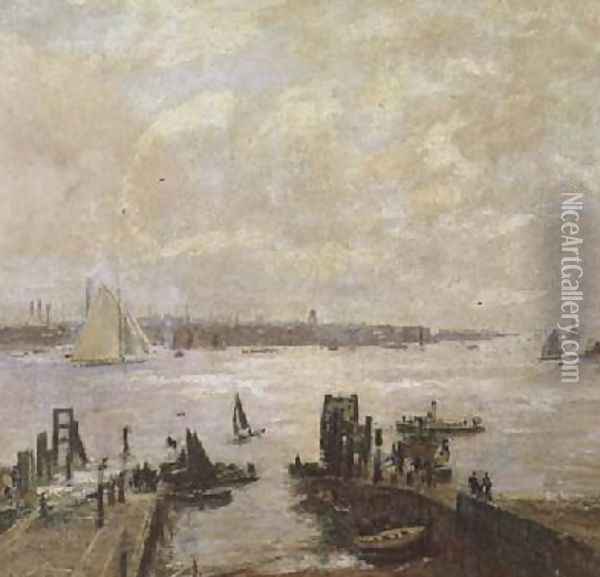 Portsmouth Harbour Oil Painting - John William Buxton Knight