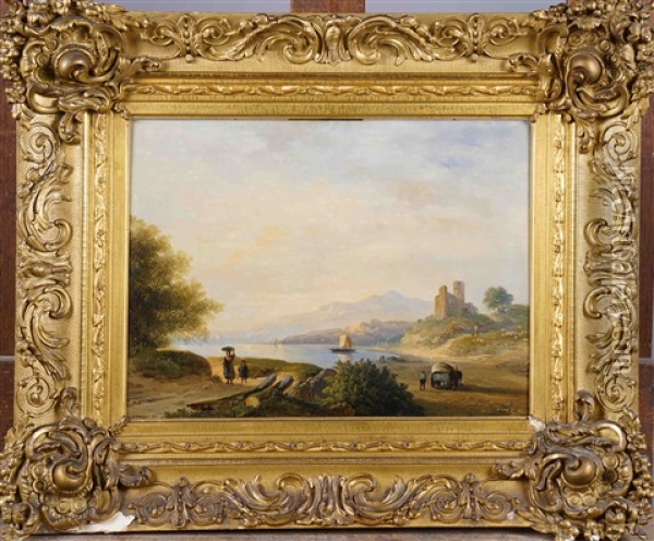 Paysage Fluvial Avec Chateau Oil Painting - Desire Donny