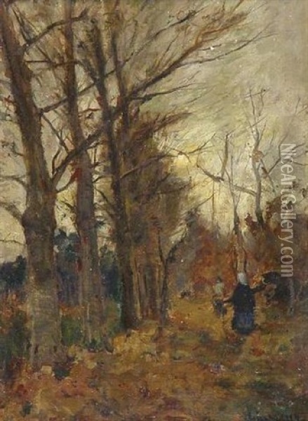 Herbstlicher Wald Bei Kleve Oil Painting - Helmuth Liesegang