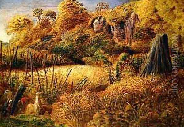 Scene at Underriver, Kent or The Hop Garden Oil Painting - Samuel Palmer