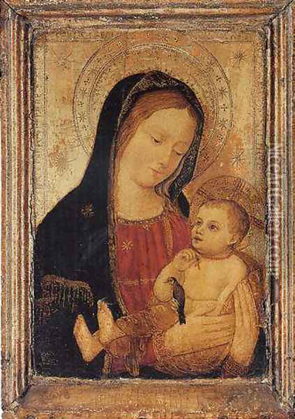 The Madonna and Child, with a goldfinch Oil Painting - Ludovico Brea