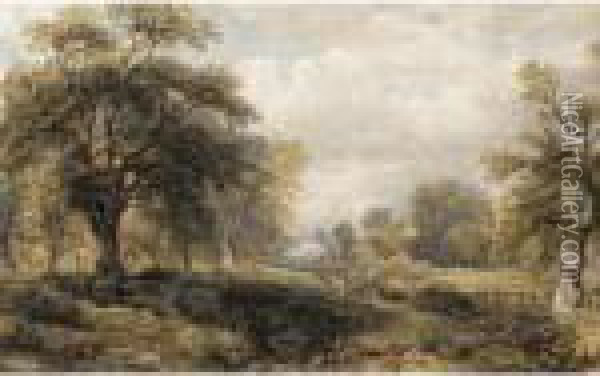 Watering In Epping Forest Looking Towards Chingford Oil Painting - David Cox