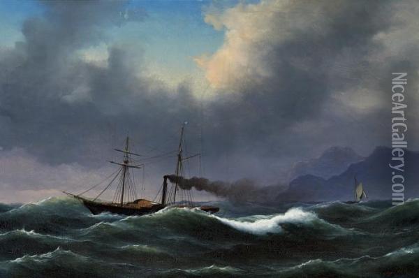 Sailing Ships Off The Coast Oil Painting - Vilhelm Melbye