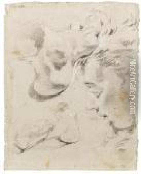 A Sheet Of Several Studies Oil Painting - Giovanni Battista Tiepolo