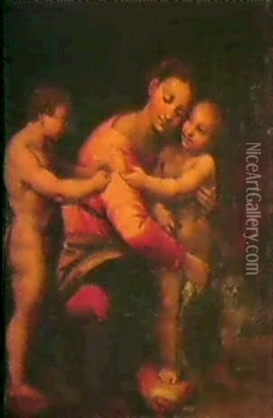 La Madonna Col Bambino E S. Giovannino Oil Painting - Raffaelo Colle