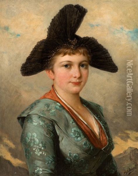 Portrait Of A Lady Oil Painting - Josef Bueche