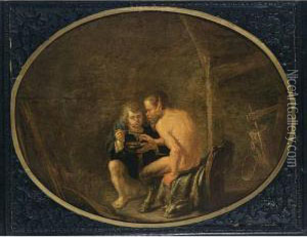 The Satyr And The Peasant Oil Painting - Phb Monogrammist