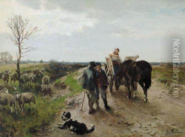 Encounter On The Country Road Oil Painting - Gregor Von Bochmann