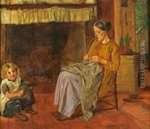 The Sewing Lesson Oil Painting - Thomas Faed