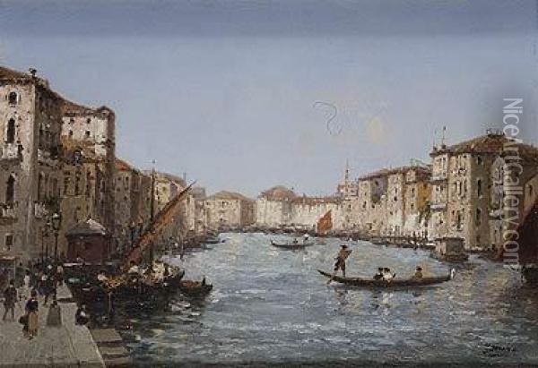 Canal Veneciano Oil Painting - Gaspar Miro Y Lleo