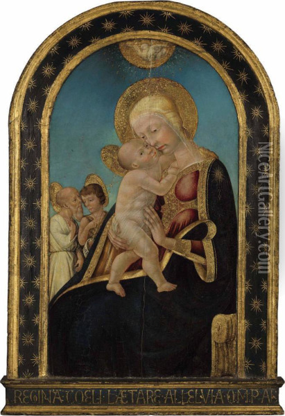 The Madonna And Child With Saints Jerome And John The Baptist Oil Painting - Bicci Di Neri