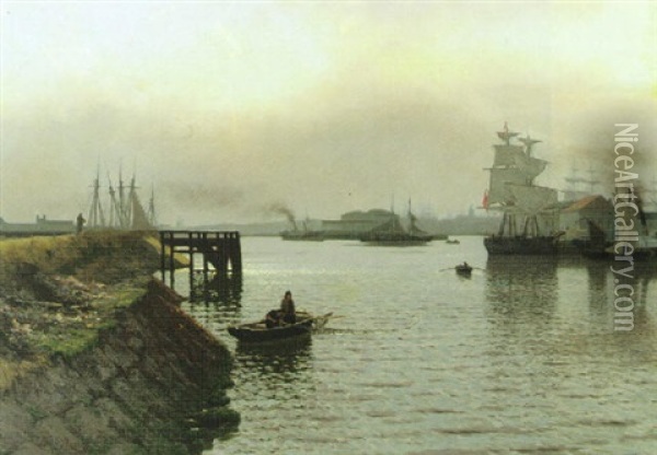 Fischerboote Im Hafen Von Ostende Oil Painting - Julius Friedrich Ludwig Runge