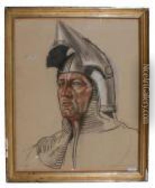 Soldier's Head. 1940. Oil Painting - Charles L'Eplattenier