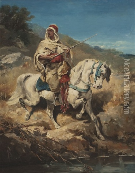 Araber Zu Ross Oil Painting - Adolf Schreyer