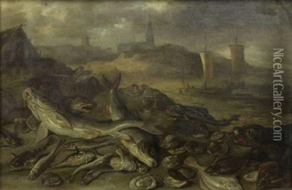 Animaux Marins, Poissons Et Coquillages Oil Painting - Jan van Kessel the Elder