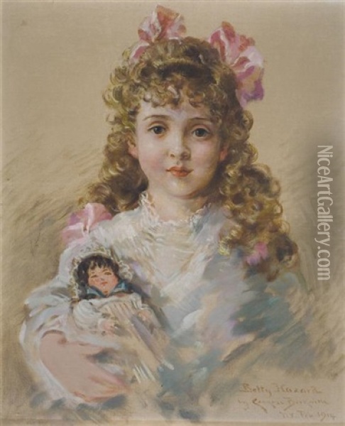 Little Girl With Her Dolll Oil Painting - James Carroll Beckwith