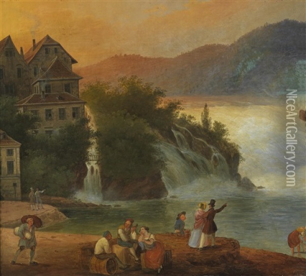 Der Rheinfall Bei Schaffhausen Oil Painting - Carl Ludwig Hoffmeister