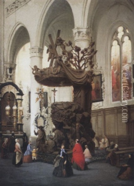 Notre-dame De La Chapelle A Bruxelles Oil Painting - Bernard Neyt