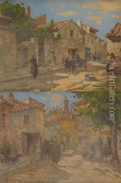 Paysages Mediterraneens (2 Works) Oil Painting - Sophus Theobald Levinsen