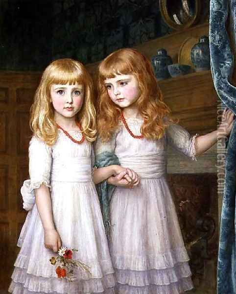Marjorie and Lettice Wormald Oil Painting - Arthur Hughes