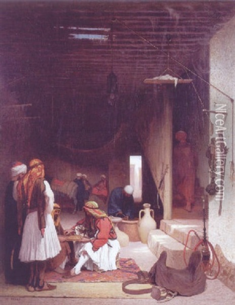 Le Jeu De Tric-trac Dans Un Caravanserail Oil Painting - Charles Theodore (Frere Bey) Frere