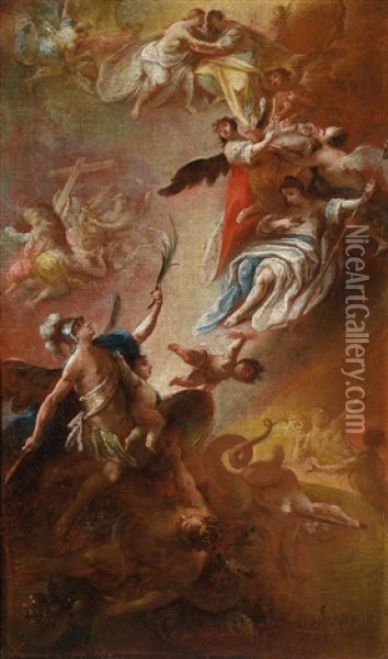 Der Triumph Des Erzengels Michael Uber Den Satan Oil Painting - Chrysostomus Winck
