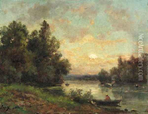 River landscape Oil Painting - Louis-Aime Japy
