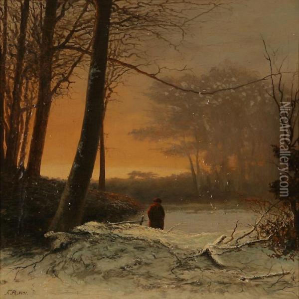 Winter Forest Landscape Oil Painting - Frederik Niels M. Rohde