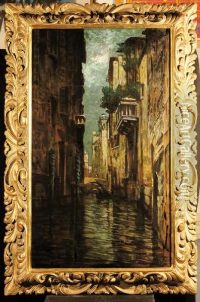 Scorcio Veneziano Oil Painting - Giuseppe Miti-Zanetti
