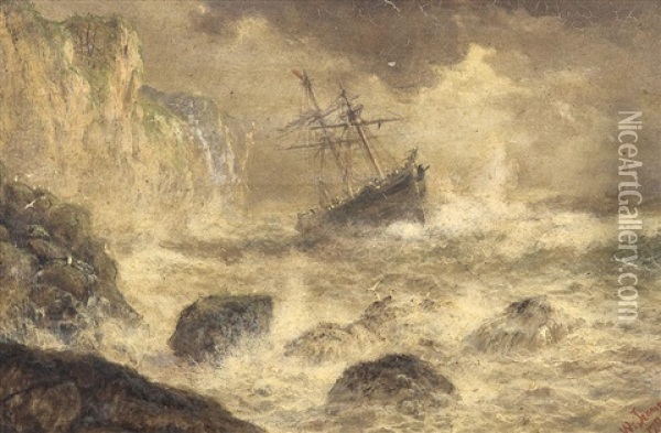 Stormy Seas 1890 Oil Painting - Isaac Walter Jenner