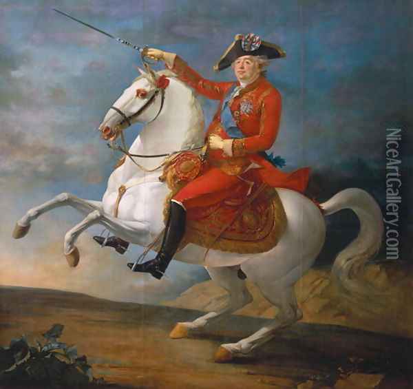 Equestrian Portrait of Louis XVI (1754-93) 1791 Oil Painting - Jean-Baptiste Francois Carteaux