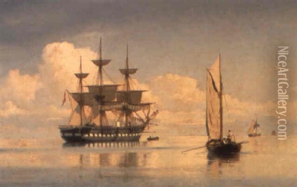 Marine Med Fregatten 'jylland' Oil Painting - Carl Johann Neumann