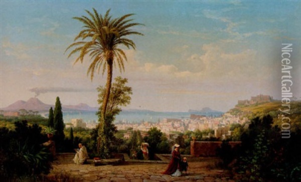 Vue Af Neapel Fran Capo Di Monte Oil Painting - Gustaf Wilhelm Palm