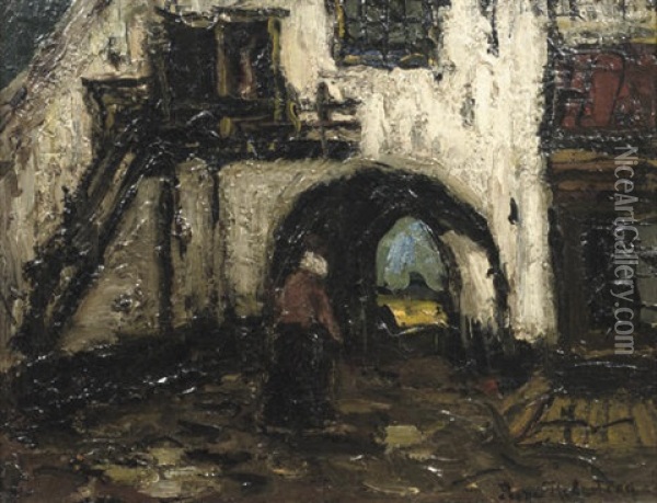 The Vispoort In Harderwijk Oil Painting - Suze Bisschop-Robertson