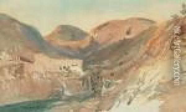 Ollioules Pres Toulon, Route De Marseille, Circa 1838-39 Oil Painting - Paul Huet