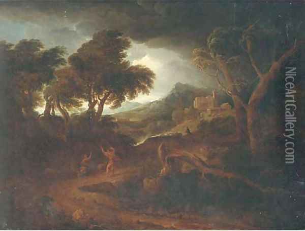 Figures in an Arcadian landscape Oil Painting - Edmund Gill