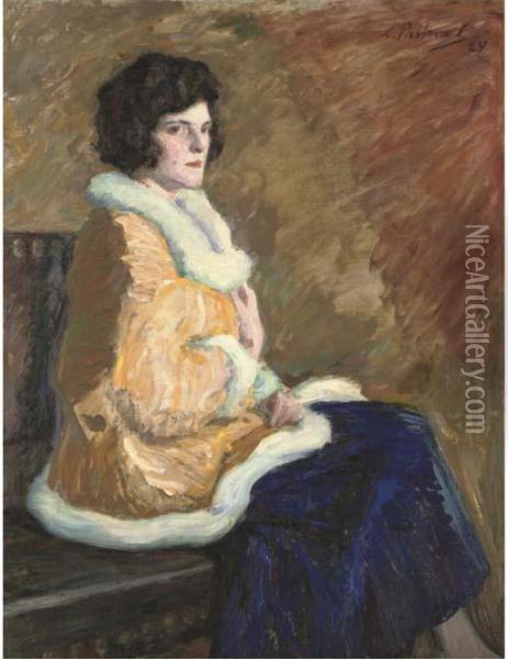 Portrait Of Mrs Shalit Oil Painting - Leonid Ossipovich Pasternak