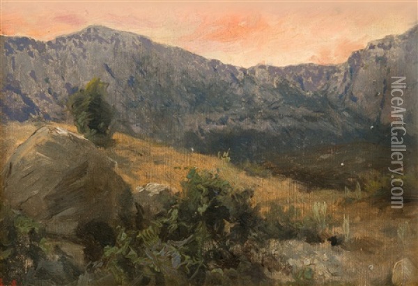 Mountain Landscape Oil Painting - Sergei Ivanovich Svetoslavsky