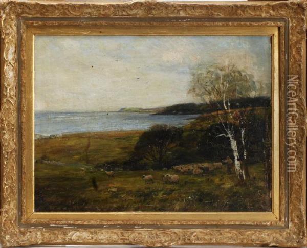 Betande Far I Landskap Oil Painting - John Robertson Reid