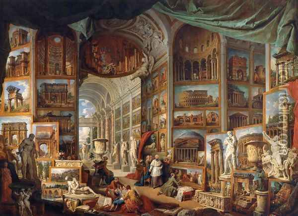 Gallery of Views of Ancient Rome Oil Painting - Giovanni Paolo Pannini