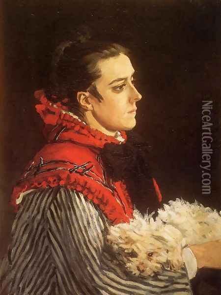 Camille With A Small Dog Oil Painting - Claude Oscar Monet