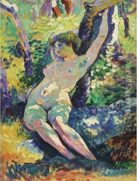 Jeune Femme (Study For La Clairiere) Oil Painting - Henri Edmond Cross