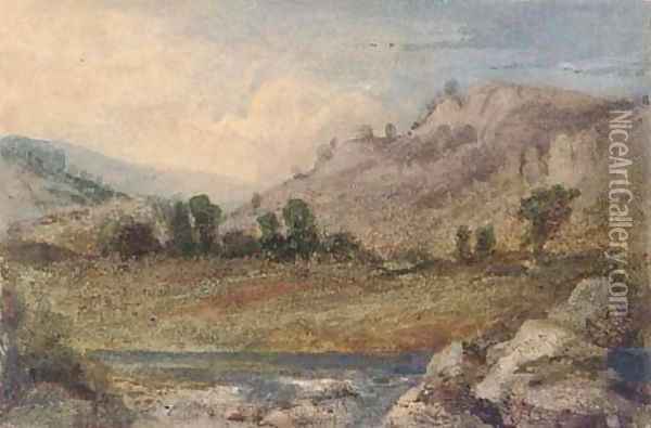 A river landscape Oil Painting - Thomas Miles Richardson, Jnr.