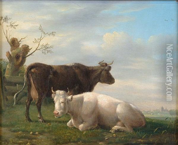 Cattle In A Landscape Oil Painting - Balthasar Paul Ommeganck