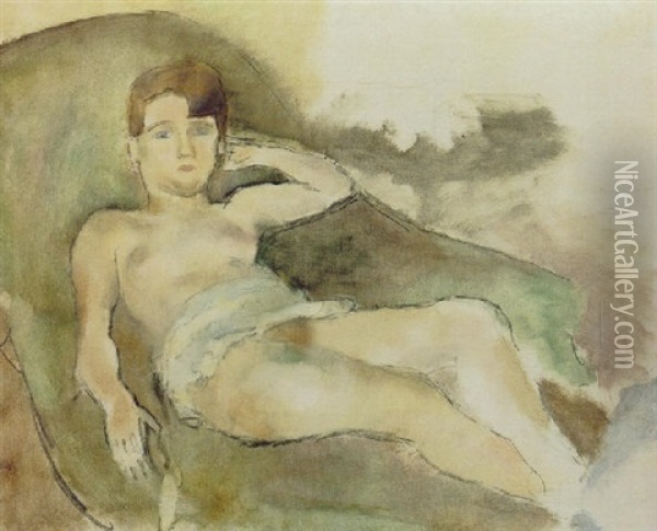 Femme Au Divan Oil Painting - Jules Pascin