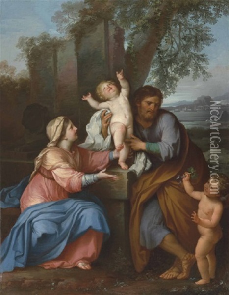 The Holy Family With The Infant Saint John The Baptist Oil Painting - Giuseppe Bottani