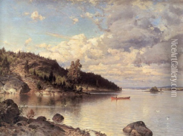 Varm Sommardag Oil Painting - Magnus Hjalmar Munsterhjelm