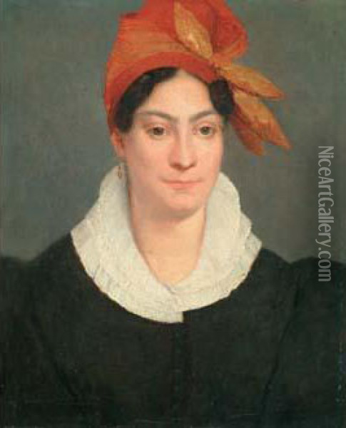Portrait De Femme Au Foulard Oil Painting - Marie Guilhelmine Benoist